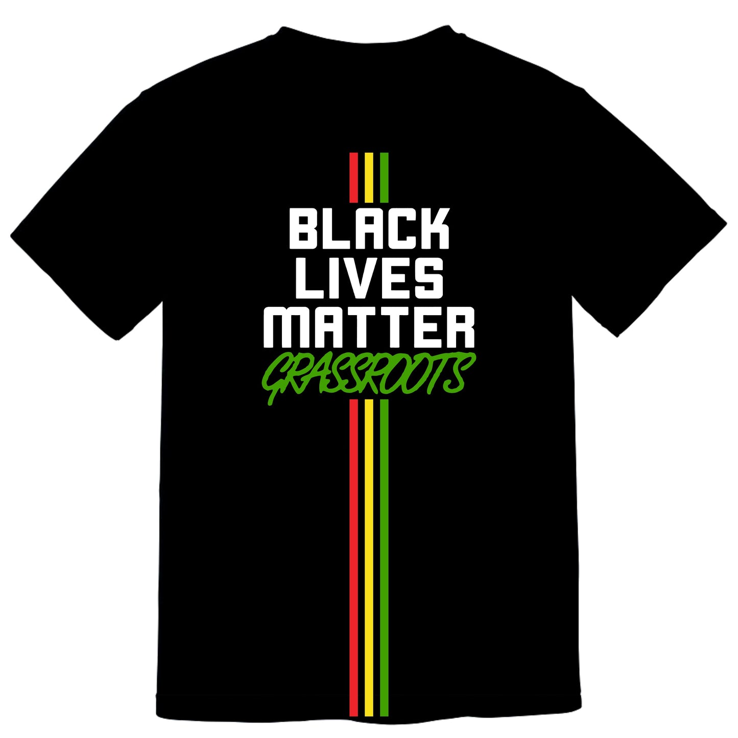 Black Lives Matter Grassroots T-Shirt - Bold Logo w Stripes